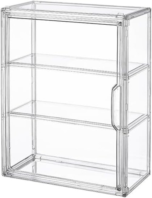 Adjustable 3-Tier Display Case with Stacking Capability for Collectibles
