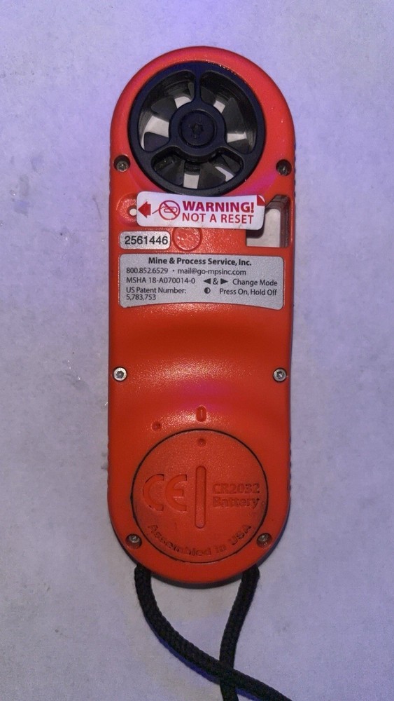 Mine & Process Service PMA-2008 Pocket Vane Mining Anemometer Backlight