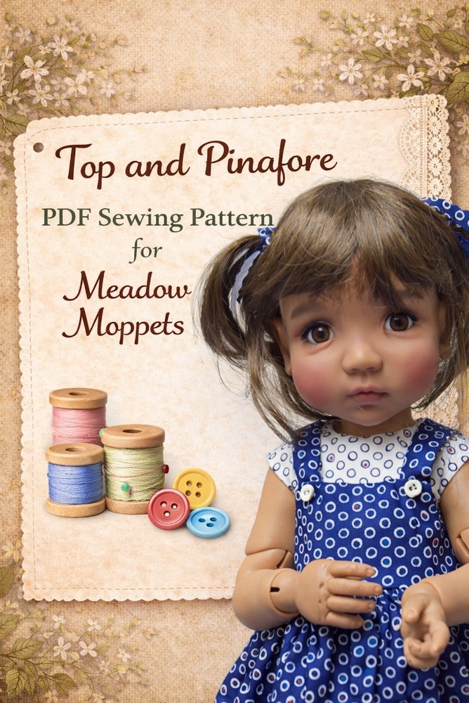 DIGITAL  PDF Pattern & Tutorial To Make a Top and Pinafore 4 Meadow Moppet