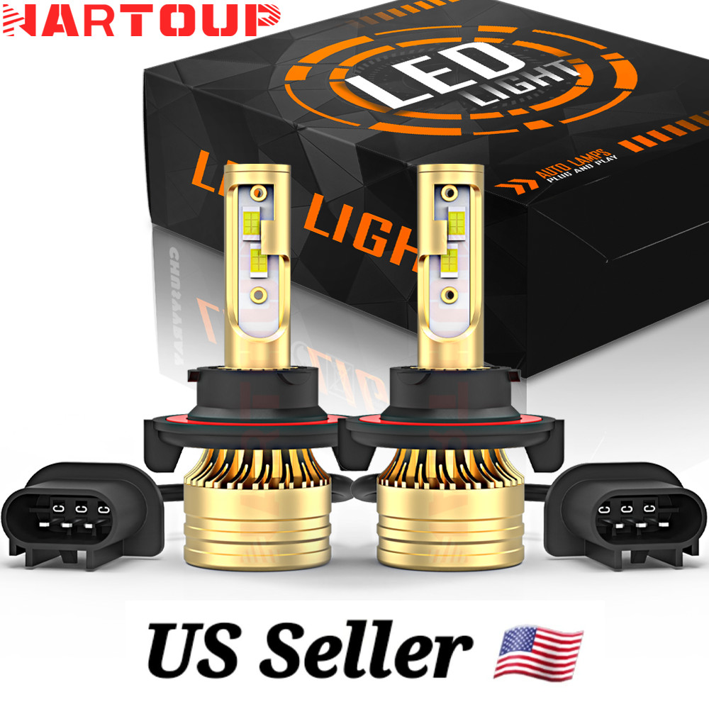 H13 9008 LED Headlight Bulbs Kit 1300000LM High Low Beam Super Bright White
