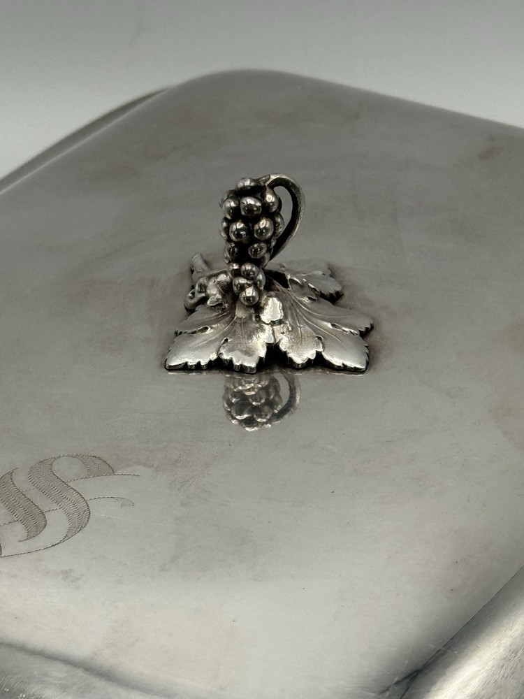 Silverplate Double Entree Server Lidded Removable Finial Grape Vines Monogram S