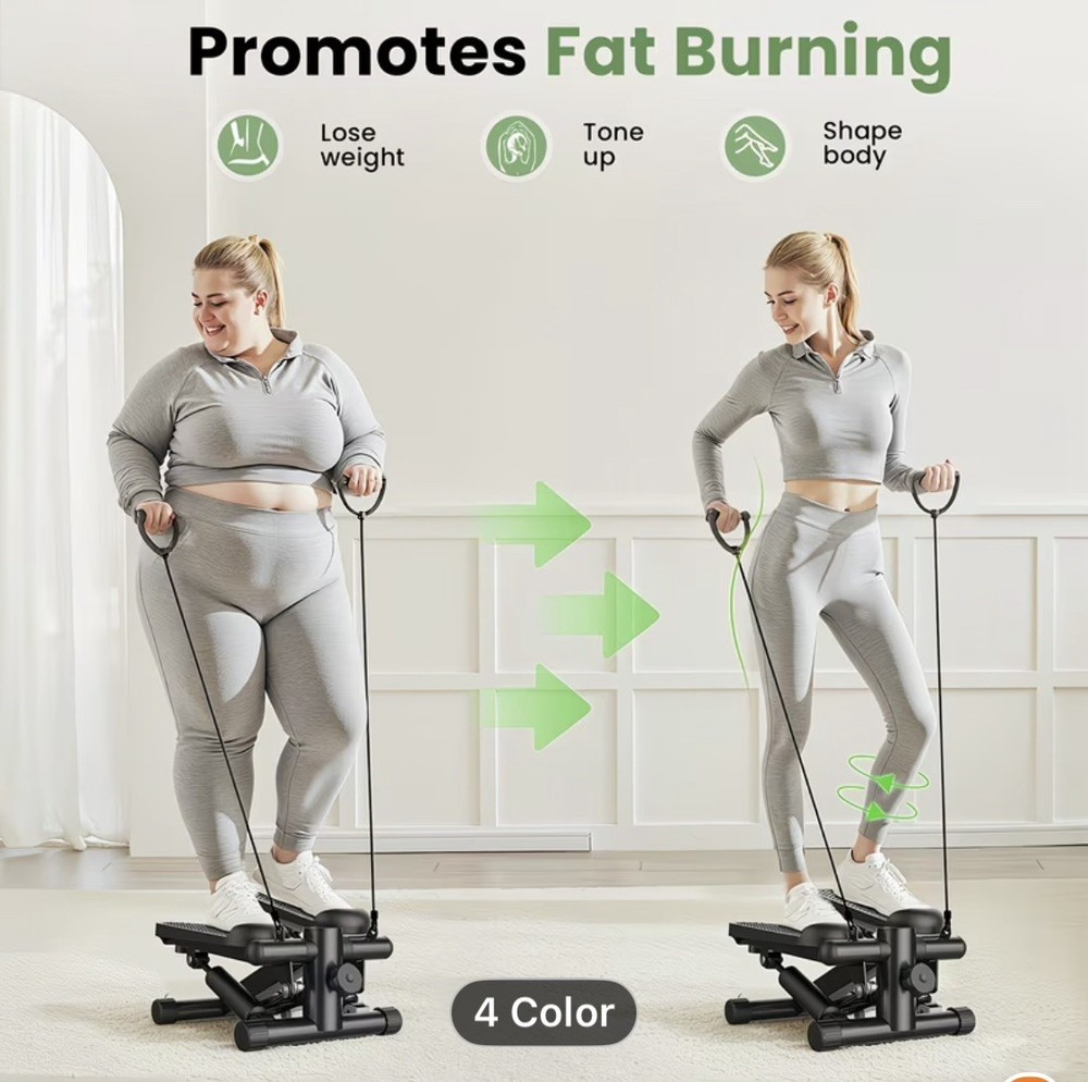 Mini Exercise Stepper with Resistance Bands - Compact Stair Stepper Machine