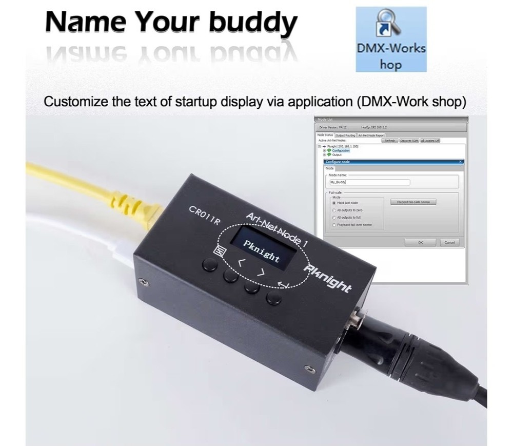 Pknight ArtNet DMX Ethernet Lighting Controller Interface, CR011R. Pre-owned