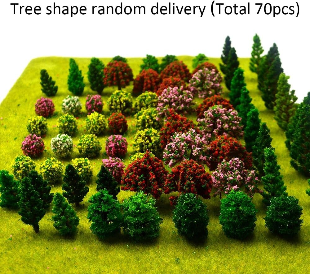 70-Pack Mixed Model Tree Train Trees Railroad Scenery Diorama Tree Architectu...