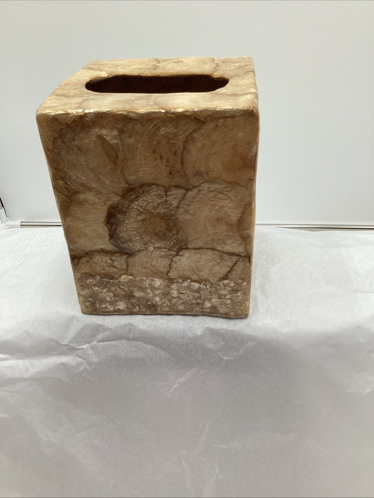Capriz Shell Square  Tissue Box Cover Champagnes / Gold Toned