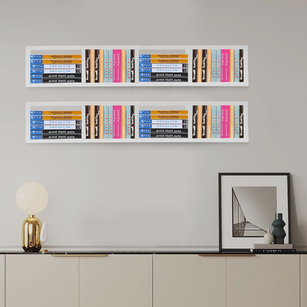 2PCS 34" Wall Mount Media Storage Rack, CD DVD Cube Organizer Metal Shelf