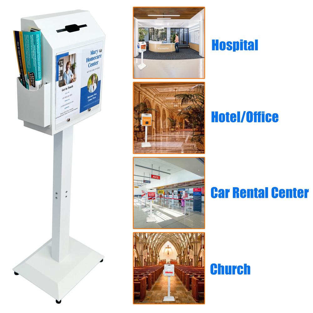 Suggestion Box with Stand, Floor Standing Offering Box with Combination Lock