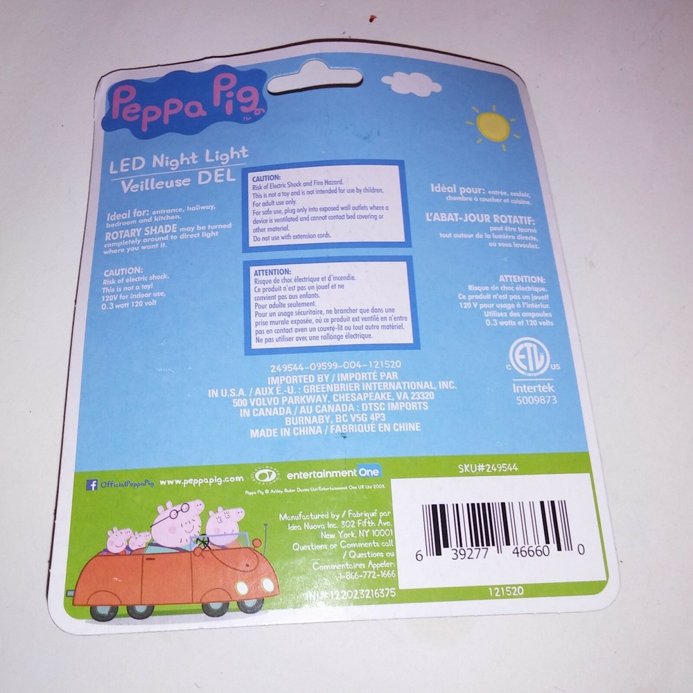 Peppa Pig Night Light LED Kids New