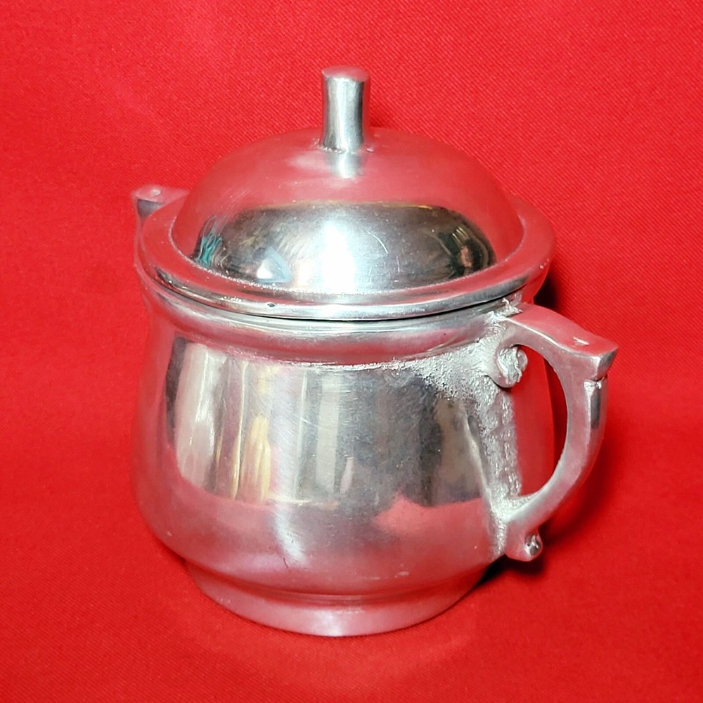 Vintage Heavy Thick Silver Plated Sugar Bowl with Lid Double Handled