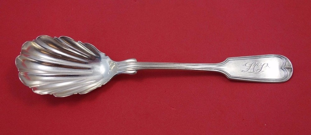 Frederich Reichel Sterling Silver Sugar Spoon Shell Threaded 6 7/8"