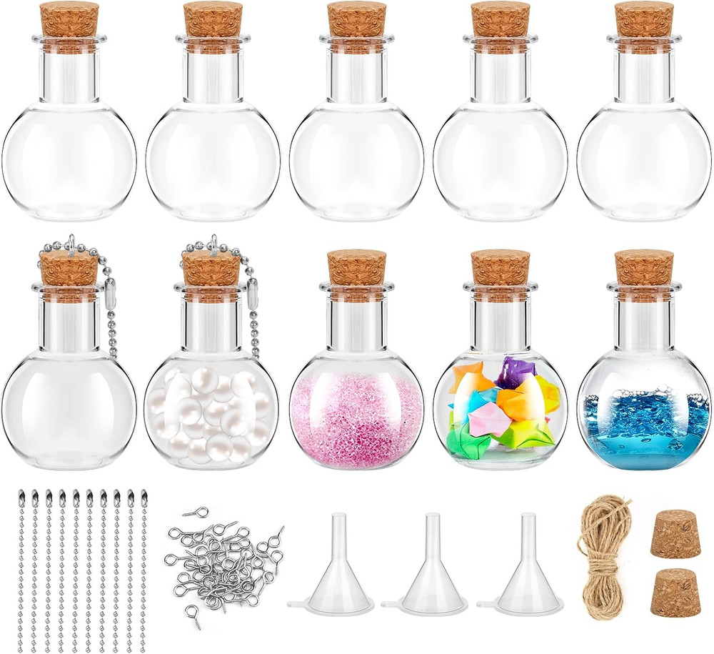 10 Packs Mini Plastic Bottles with Corks Clear Small Plastic Bottles for Birthda