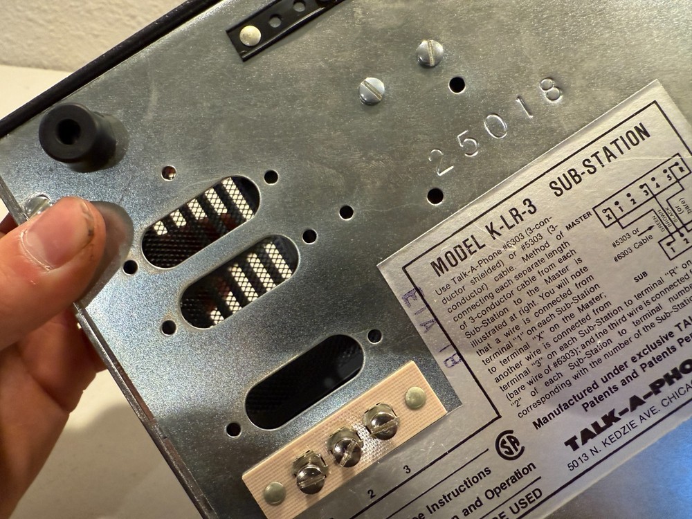 Vintage Talk-a-phone Intercom System Sub-Station Speaker Receiver K-LR-3M Sn7035