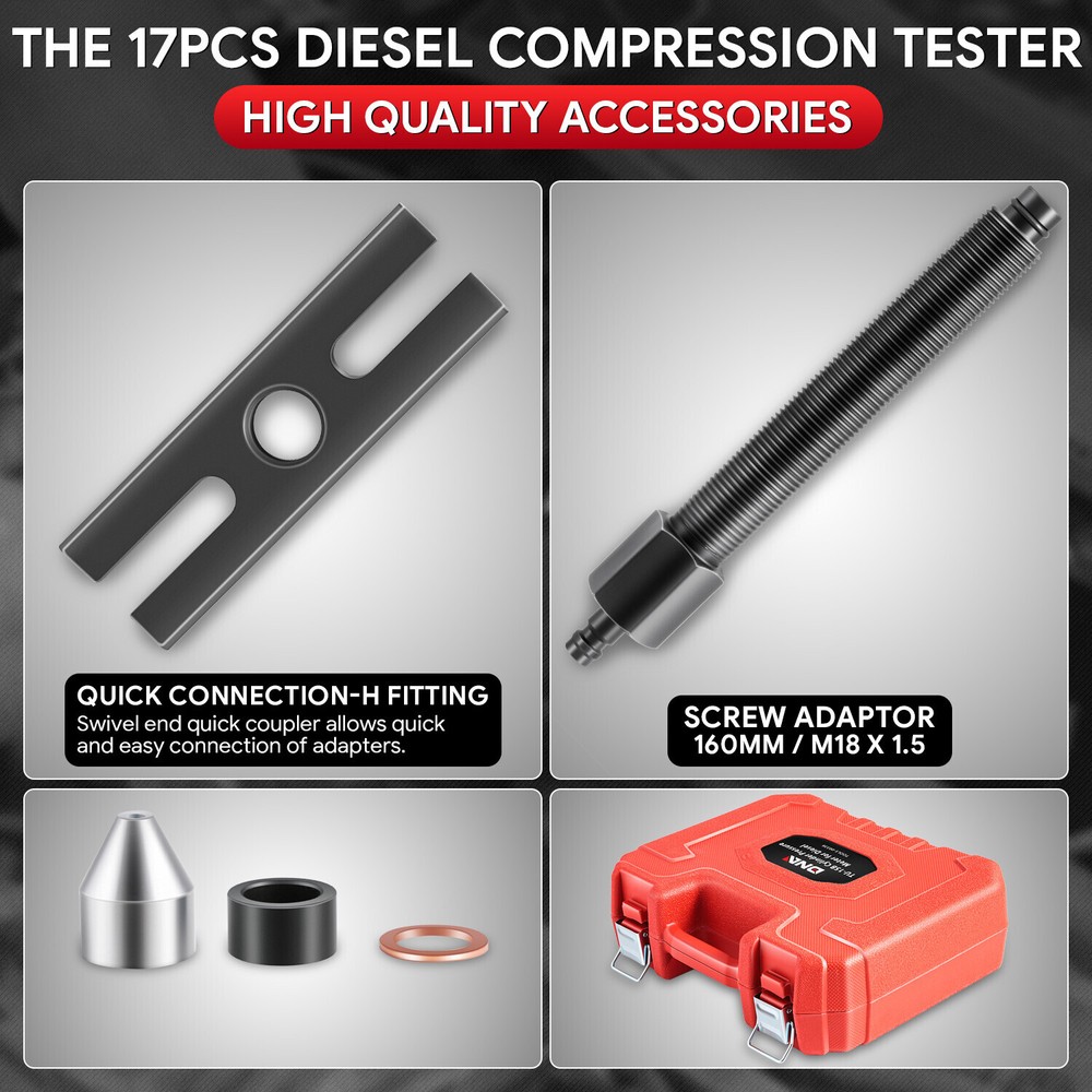 TU-15B Cylinder Diesel Engine Compression Gauges Pressure Meter Tester Tool Kits