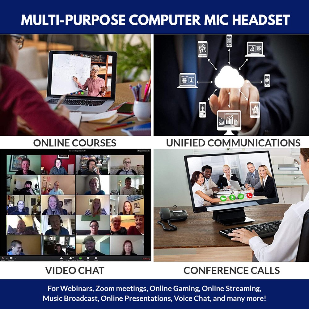 Computer Headset Single Sided w/Microphone Volume Control for Webinar Zoom Skype