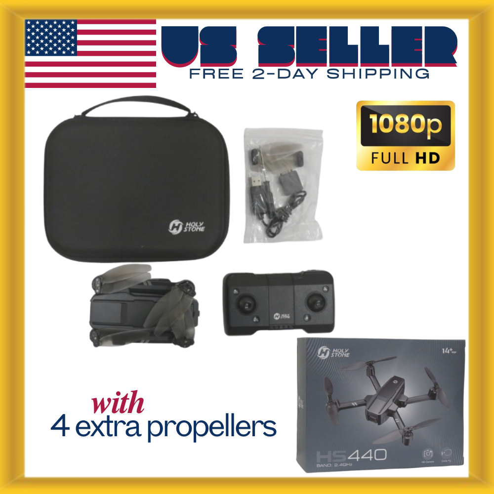 Foldable FPV Drone 1080P WiFi Camera, Long Battery, Auto Hover + Carrying Case