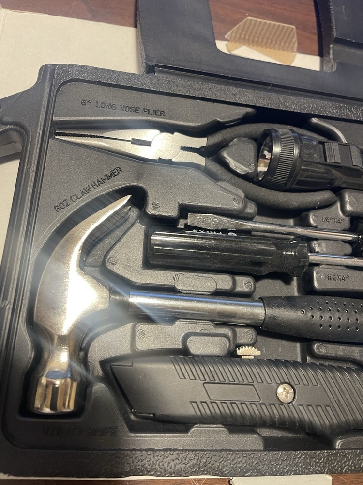 7-Piece Home Tool Set Kit, Essential Household Hand Tools with Plastic Storage