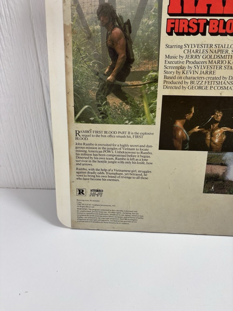 Rambo First Blood Part II (1985) CED Videodisc Untested