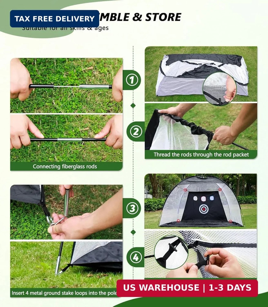 Golf Net for Hitting Practice, 10 x 7FT Golf Training Net with Mat and Target...