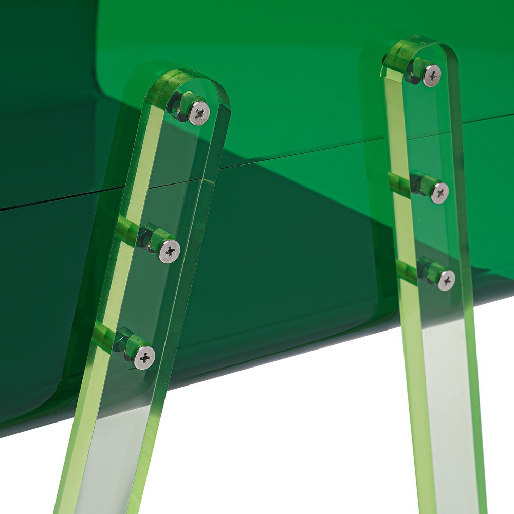 Acrylic Side Table, Green 2-Tier End Table with Open Storage for Small Spaces