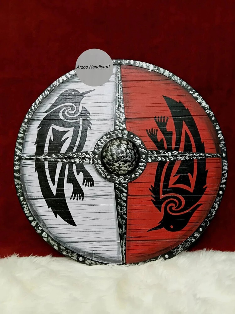 Medieval Viking Two Raven Eivor Valhalla Raven Authentic Battle Shield