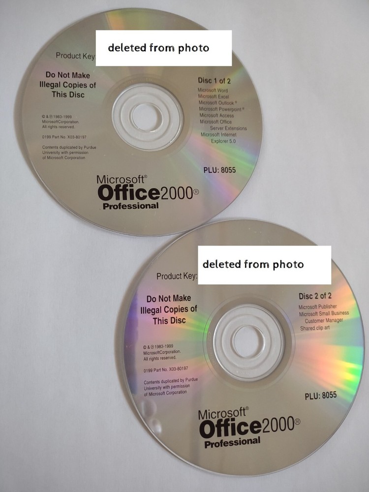 Microsoft Office 2000 Professional - Full Version for Windows (2 CD set) NO KEY