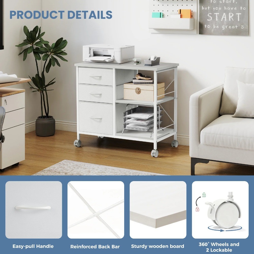 Fabric Lateral Filing Storage for A4/Letter Size, White