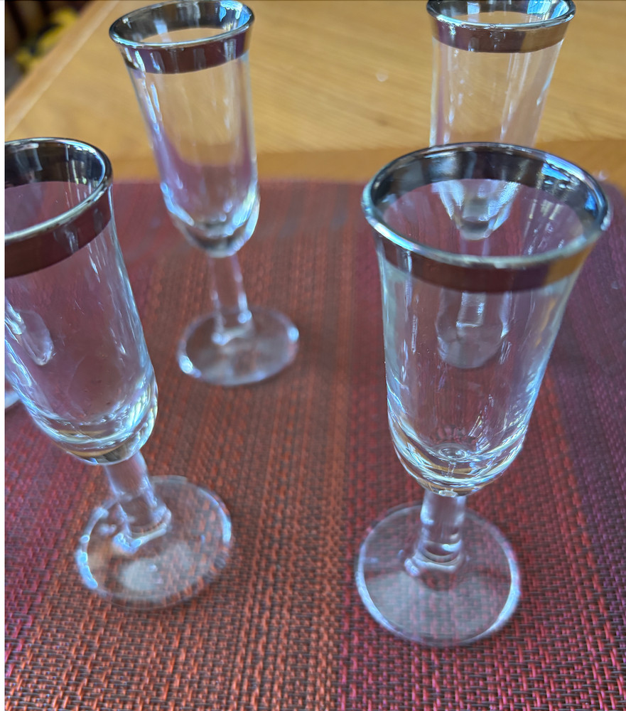 Cordial Glasses featuring sterling silver rims