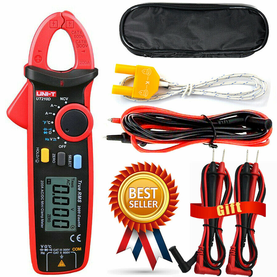 UNI-T UT210D Clamp Meter AC/DC Current Voltage Digital  Multimeter Temp Tester ✦