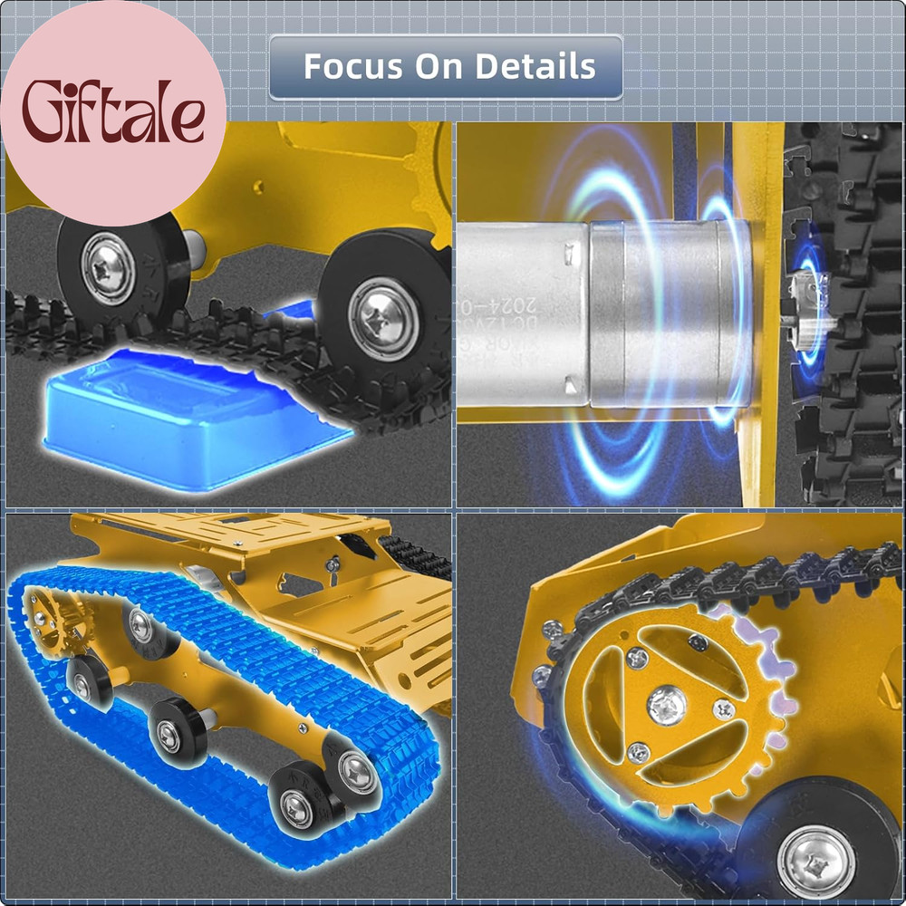 Tank Car Chassis with Encoder Motor, Shock Absorbing Robot Chassis Full-Metal Ro