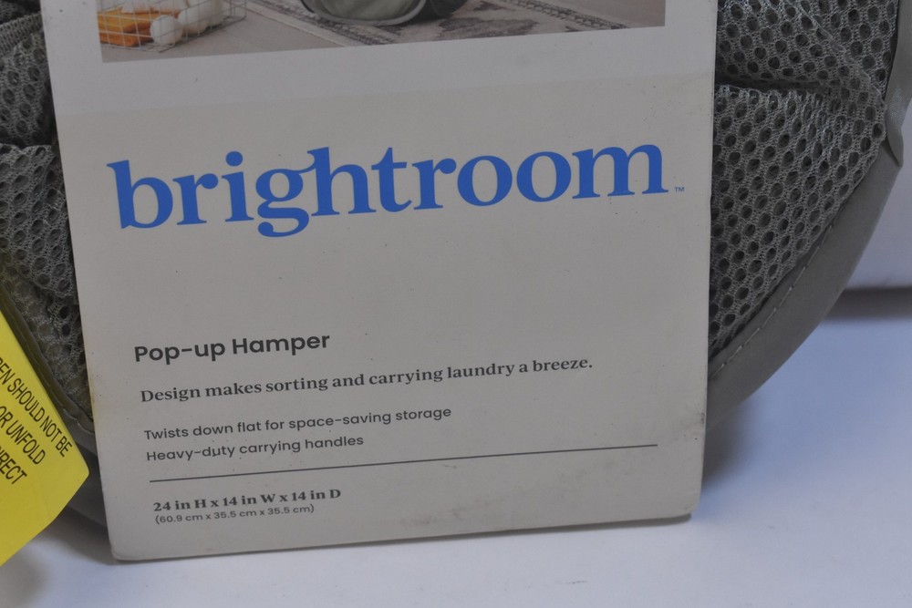 Brightroom Collapsible Pop up Hamper Laundry Basket Foldable Divided Gray