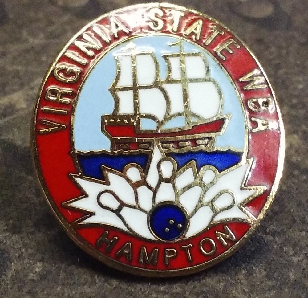 Virginia State WBA Hampton Bowling pin badge