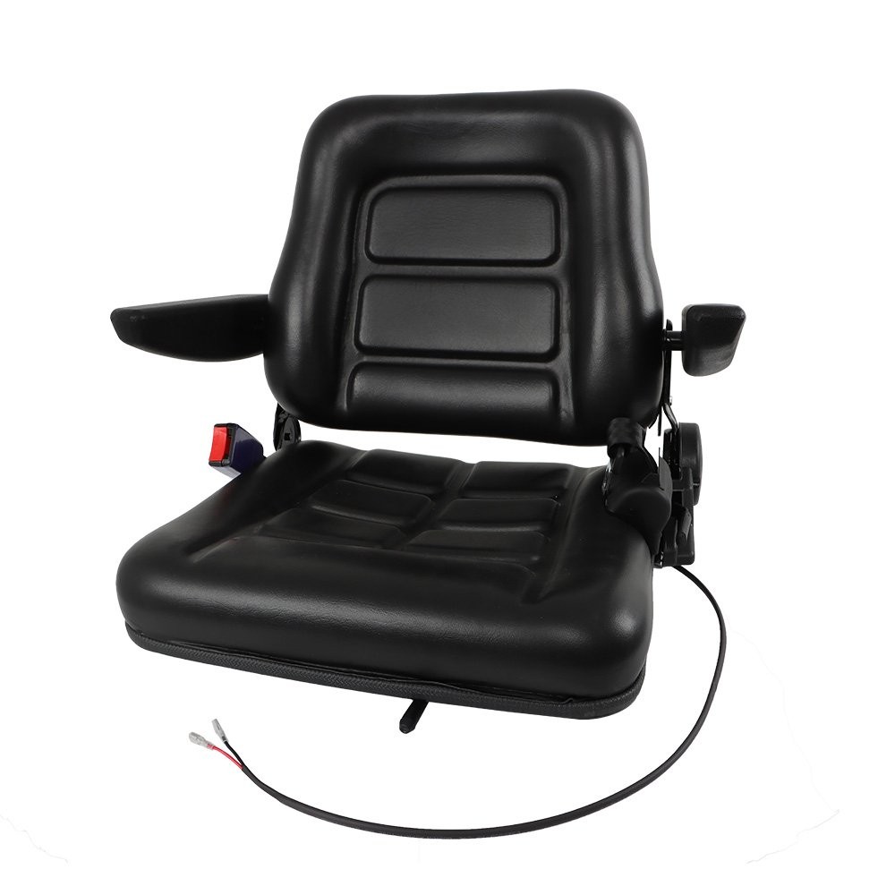 Universal Foldable Forklift Seat w/ Adjustable Angle Back PVC Excavator Tractor