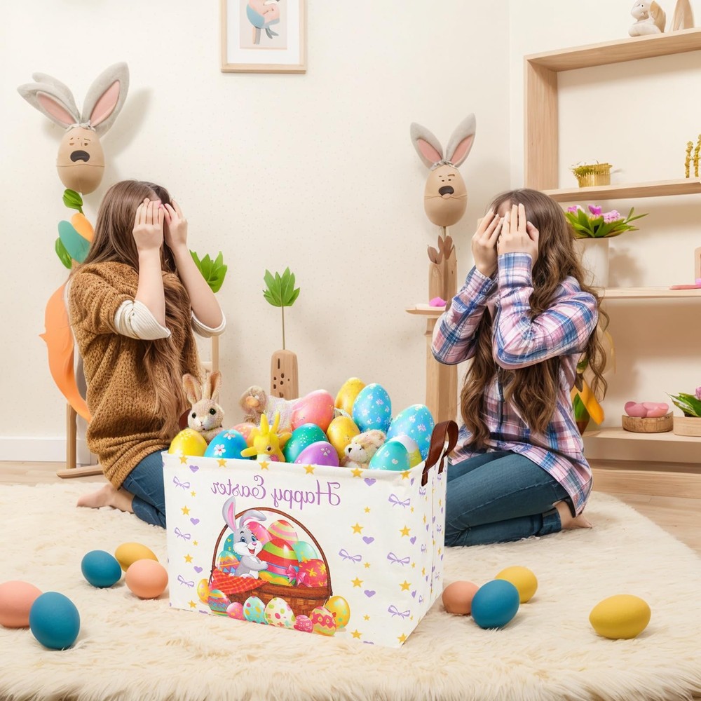 ASKETAM Easter Basket for Kid Large Empty Baby Rectangular Cute Easter Gift S...
