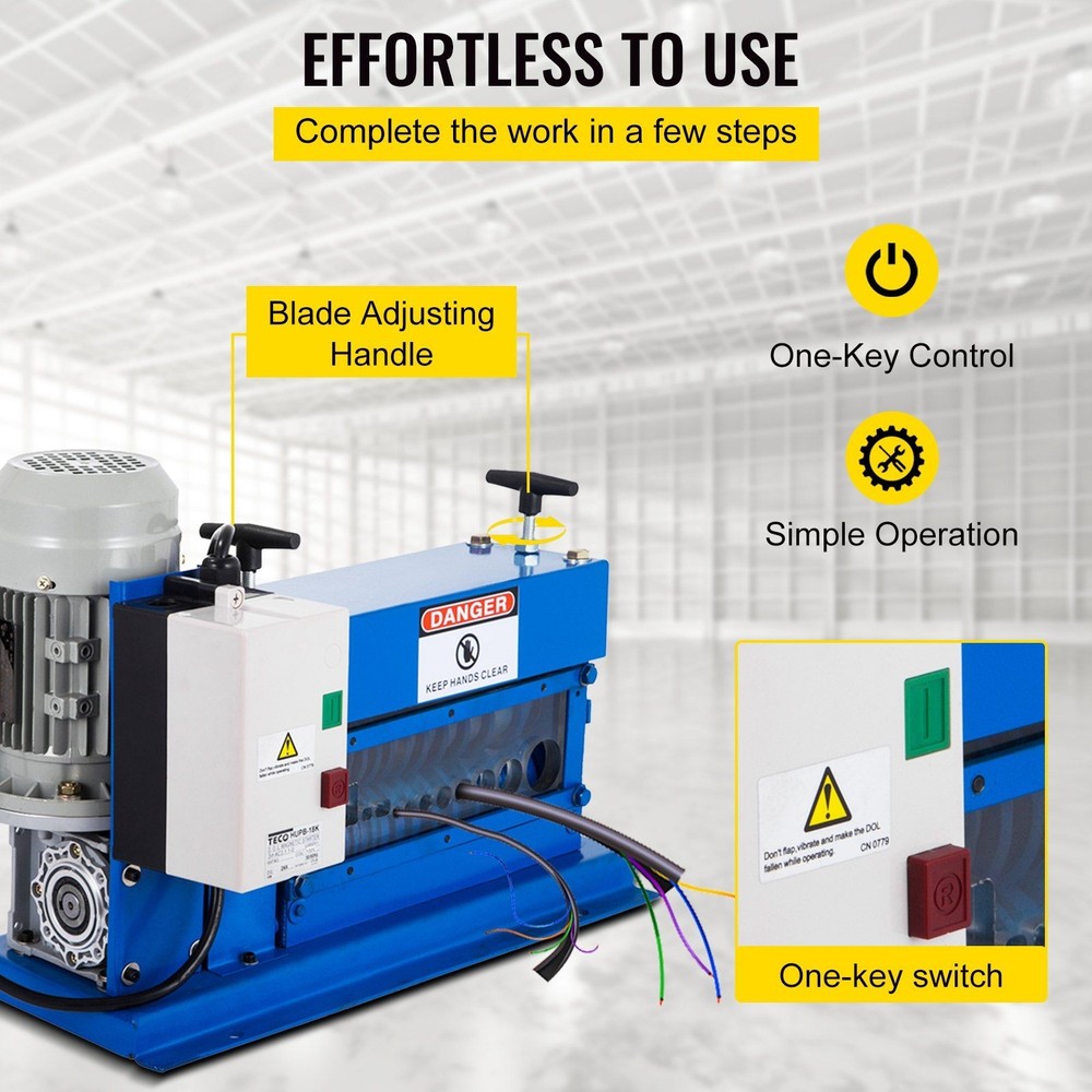 Efficient Electric Wire Stripper 11-Hole 370W 1" OD 75ft/min