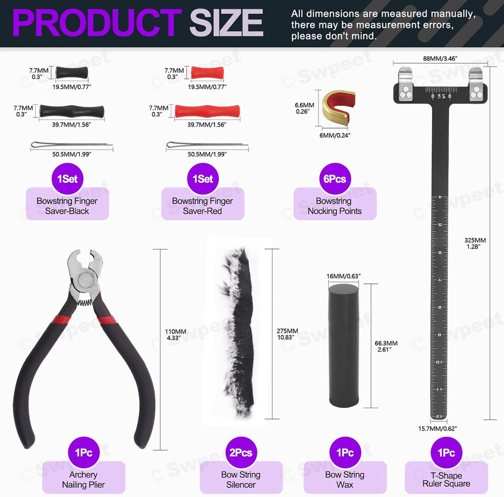 17Pcs Archery Bow String Tools Kit, Archery Nocking Buckle Plier, Bowstring Nock