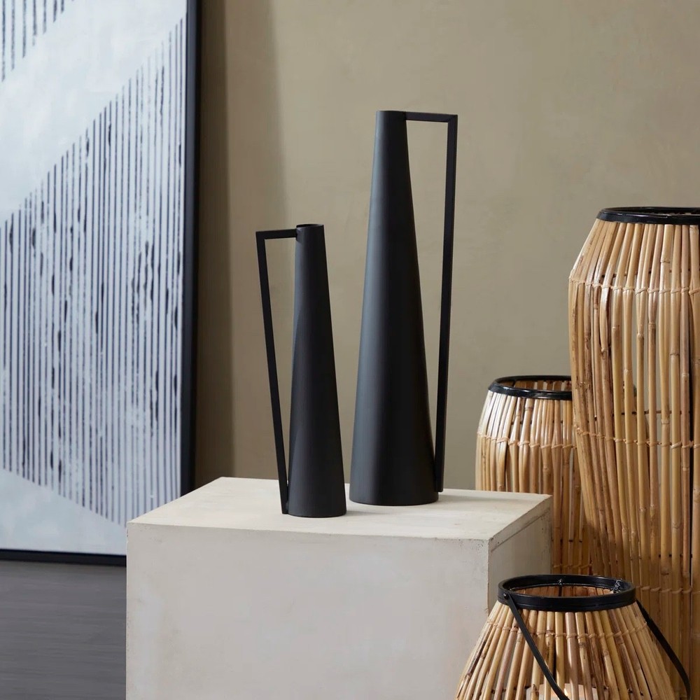 Rustic Metal Cone Decorative Vase Set