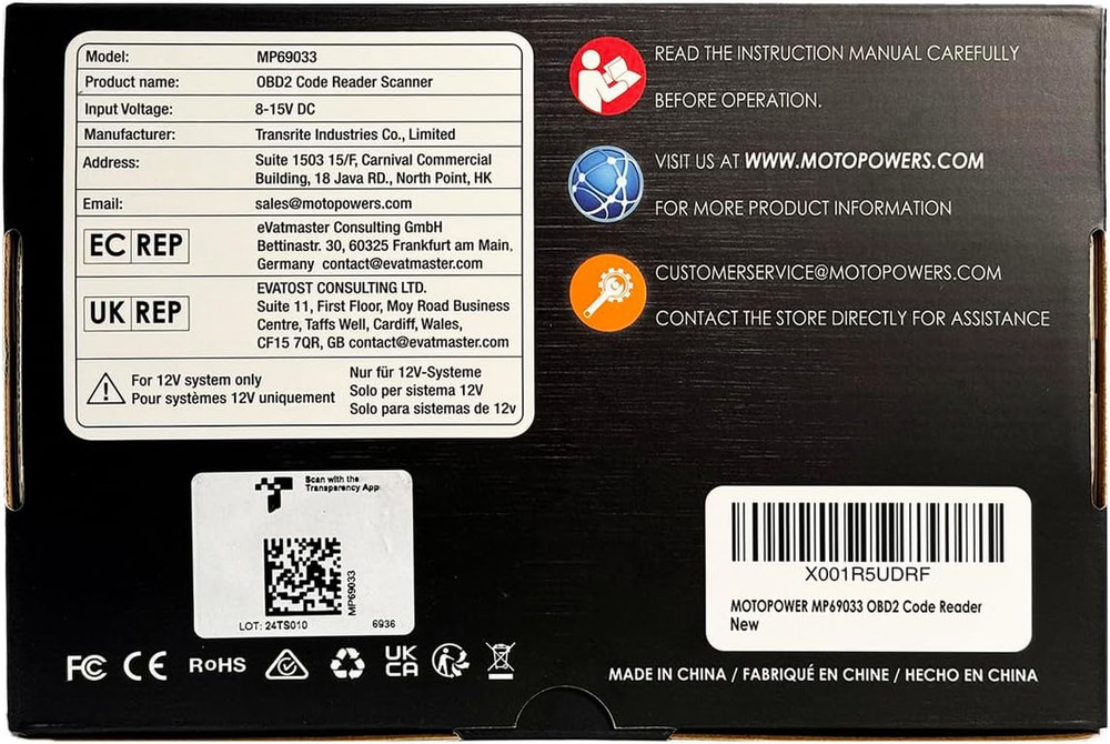 MOTOPOWER MP69033 Car OBD2 Scanner Code Reader Engine Fault Scanner CAN Diagnost