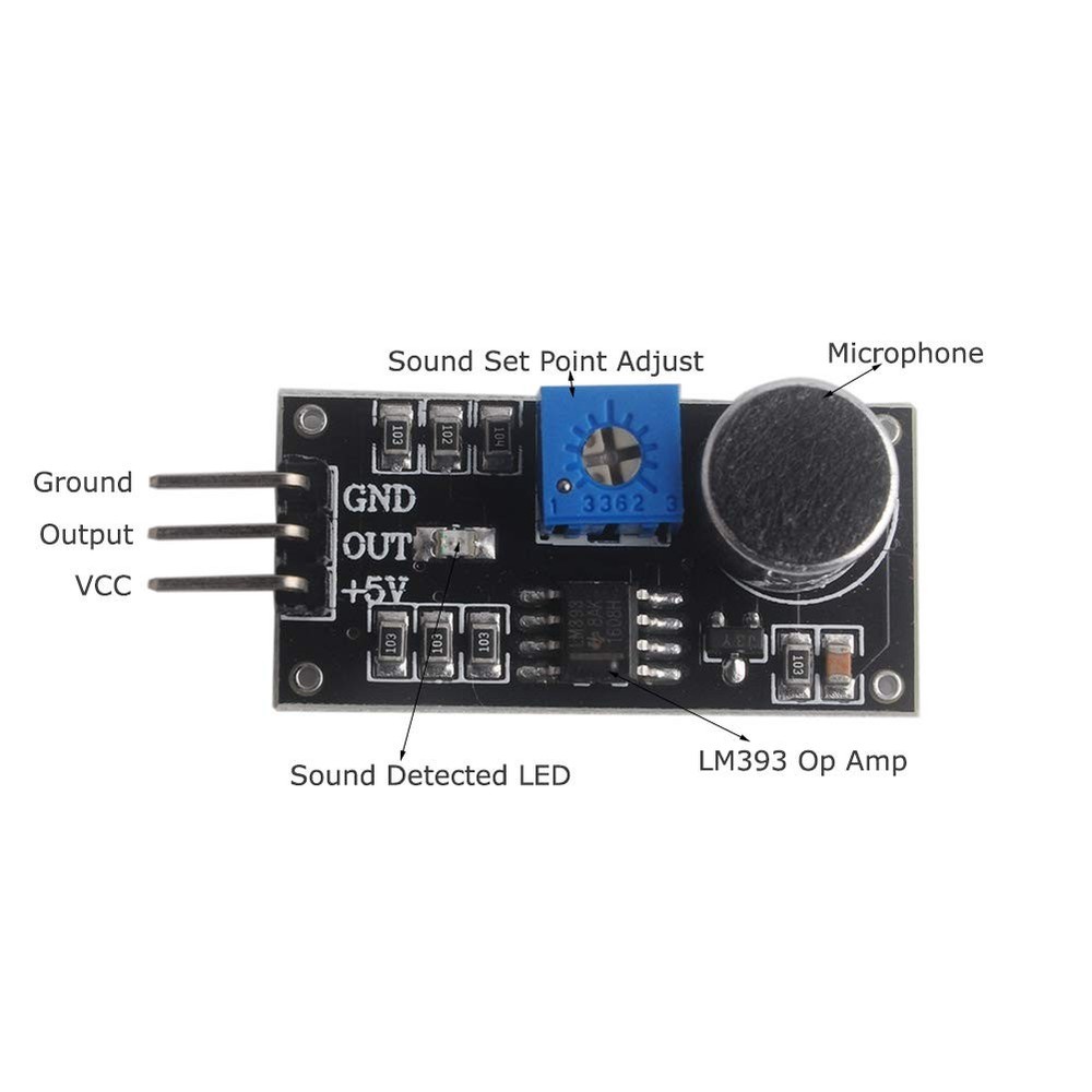 LM393 Sound Sensor Module - High Sensitivity Microphone Sound Detection Senso...