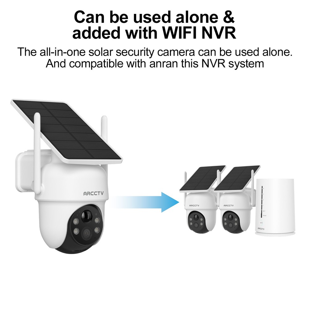 ARCCTV Solar Battery Powered Wireless Security Camera System Outdoor Audio Wifi