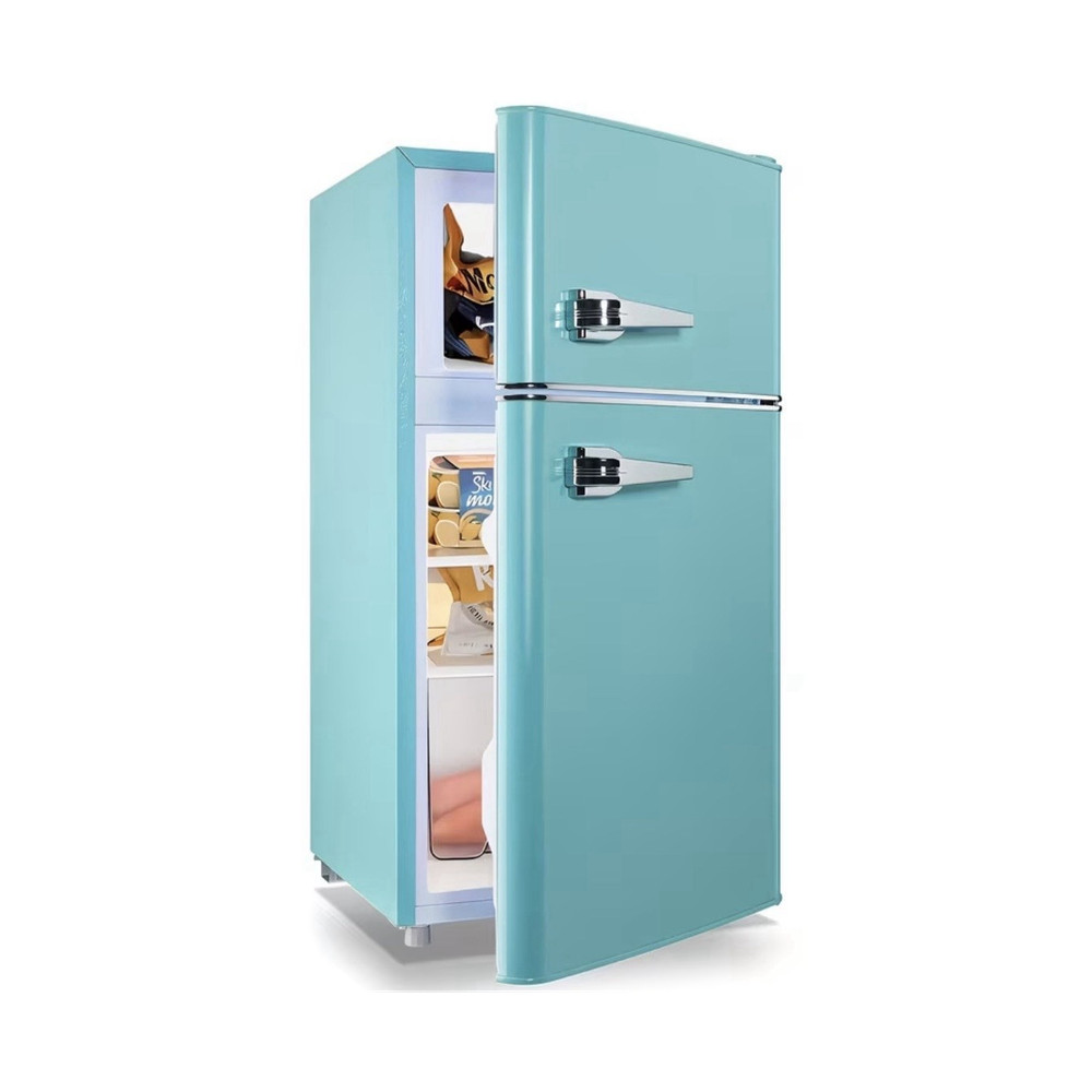 Retro Compact Mini Fridge Freezer, Blue, 2 Doors, Adjustable Thermostat