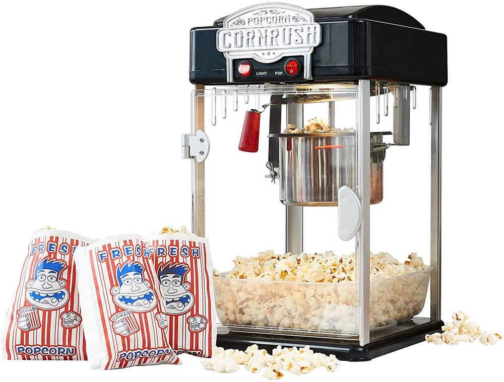 Vintage 4oz Popcorn Popper Machine with Nonstick Kettle & Warming Light