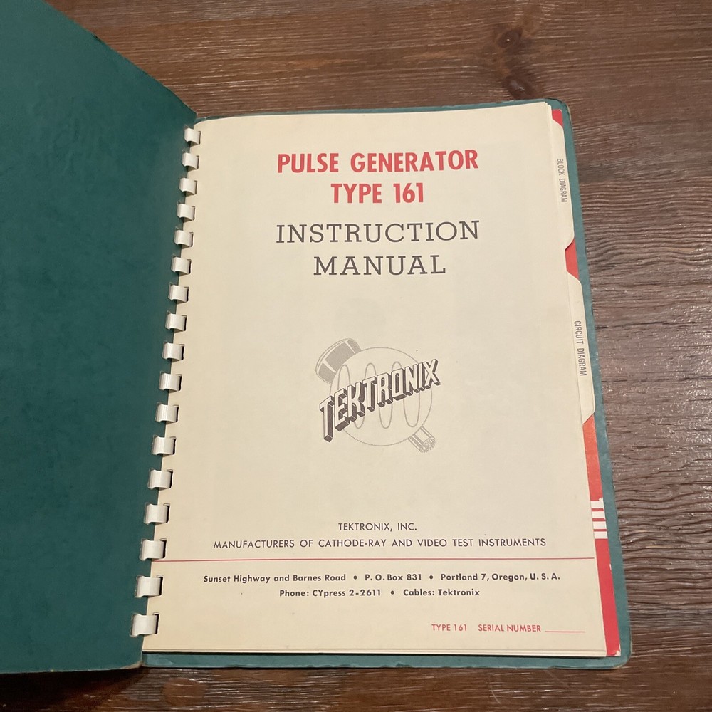 Tektronix Type 161 Pulse Generator Instruction Manual
