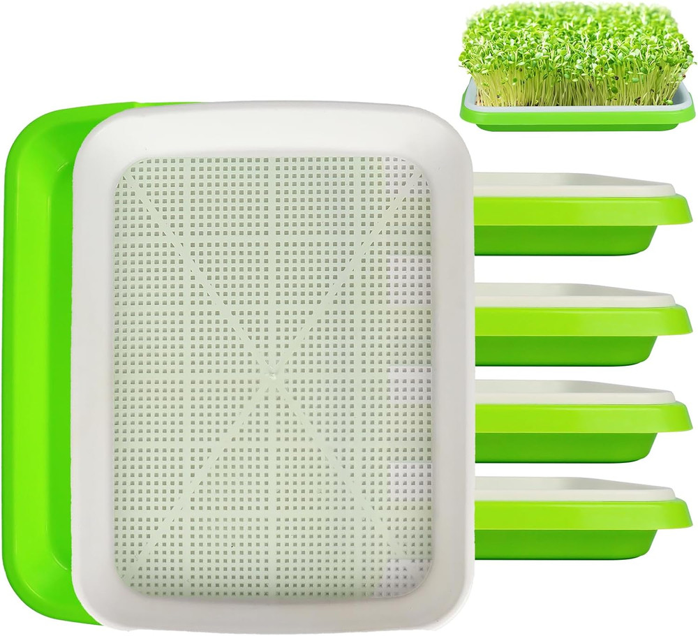 Microgreens Sprouter Tray Hydroponic Tray for Sprout Horticultural Hydropo 5 Pcs