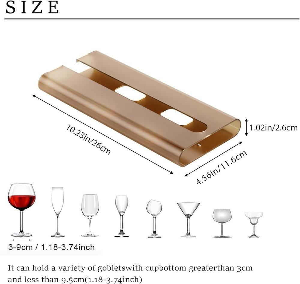 2Pack Wine Glass Holder Under Cabinet No Drilling Installation Stemware Rack
