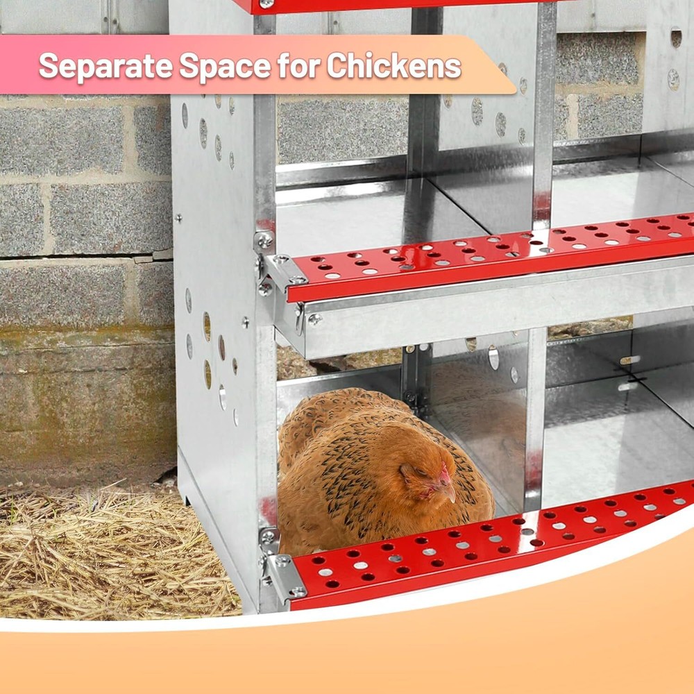 Galvanized Steel Chicken Laying Boxes 6 Compartment Nesting Boxes for Chickens