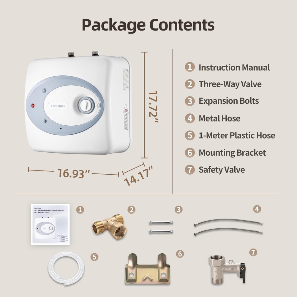 Electric Tank Water Heater-8 Gallon Under Sink Instant Hot Water for RV, Camp...