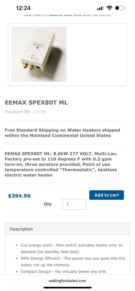 Eemax SPEX80T ML Electric Tankless Water