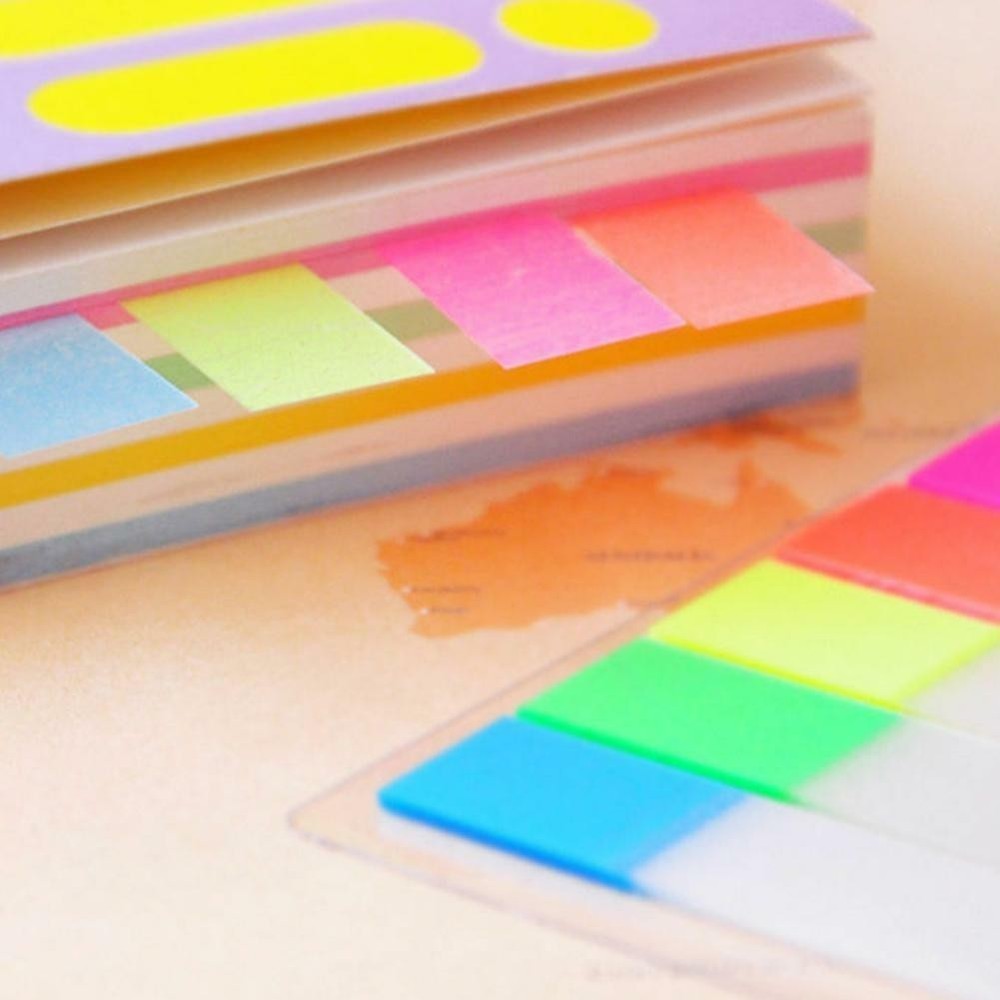 100Pcs Fluorescence Sticky Notes Memo Flags For Bookmark Sticker