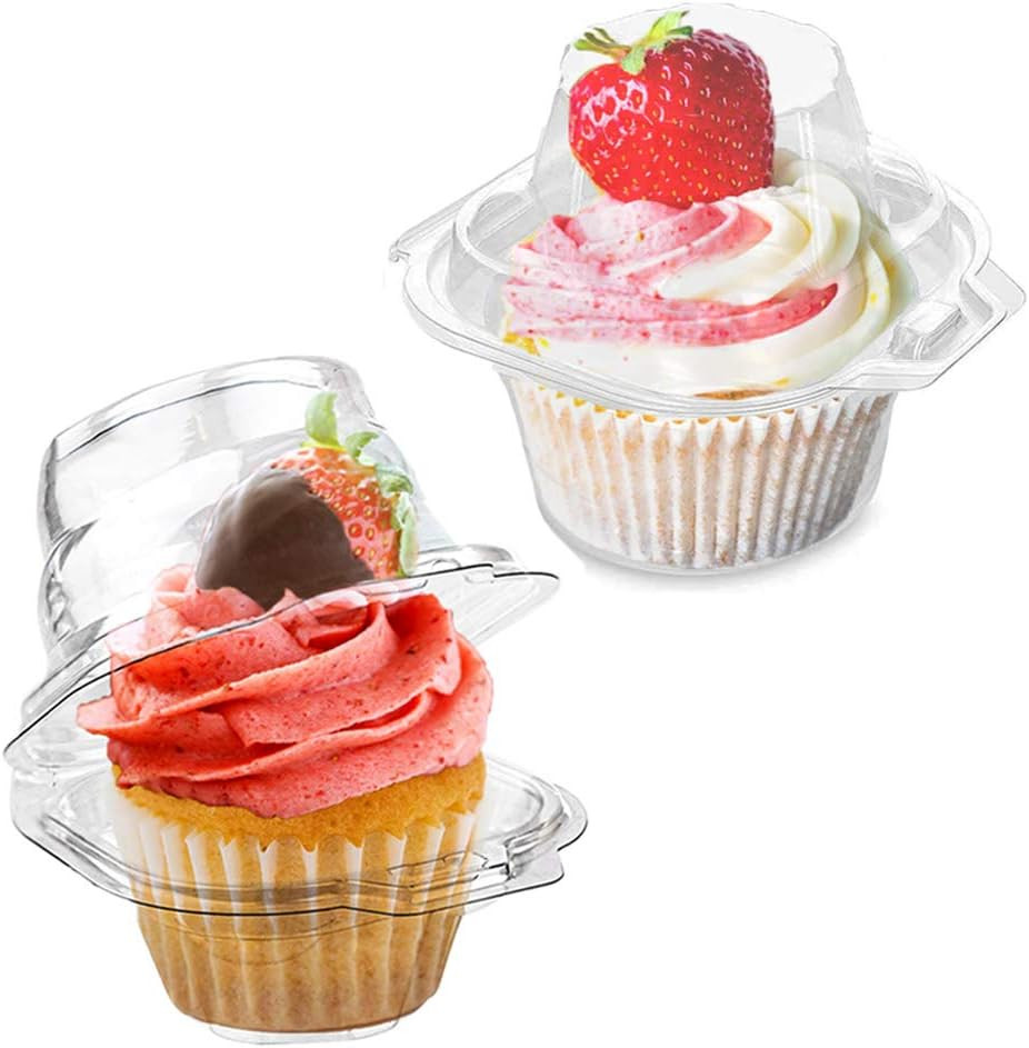 50 Pcs Cupcake Boxes Plastic Individual Cupcake Containers Single Cupcake Carrie