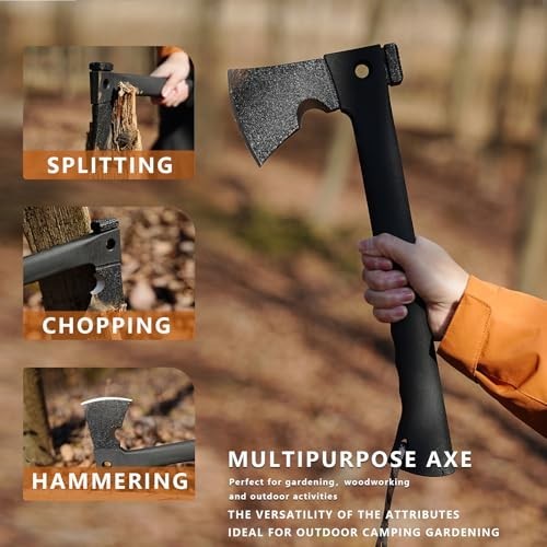 Multifunctional Tactical Hatchet Axe & Hammer, Survival Tool with Fire Starter &